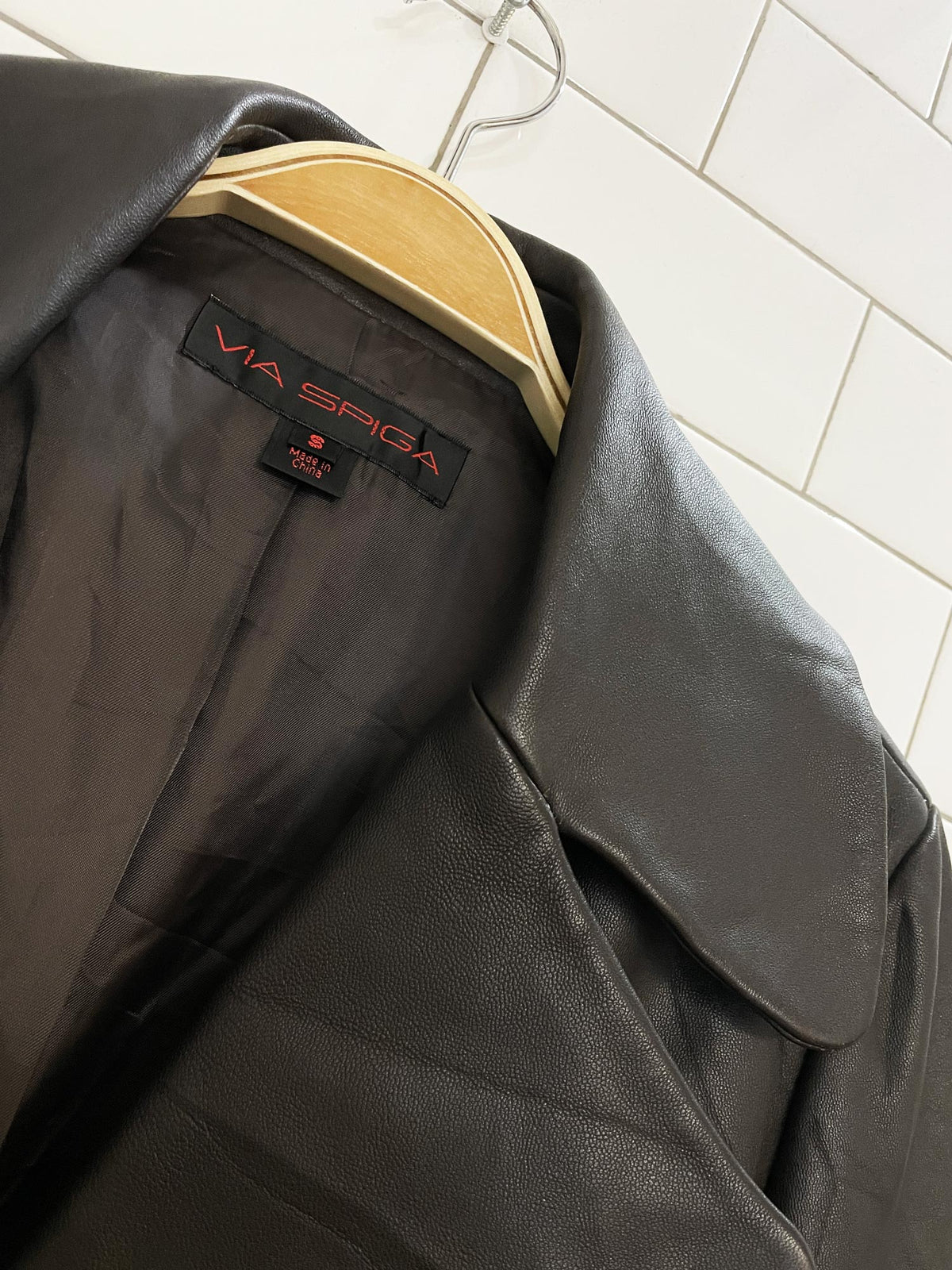 vintage 00s via spiga butter leather eyelet belted snap button jacket | lambskin