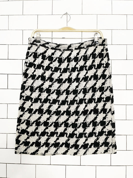 vintage st john wool houndstooth knit mini skirt | made in usa