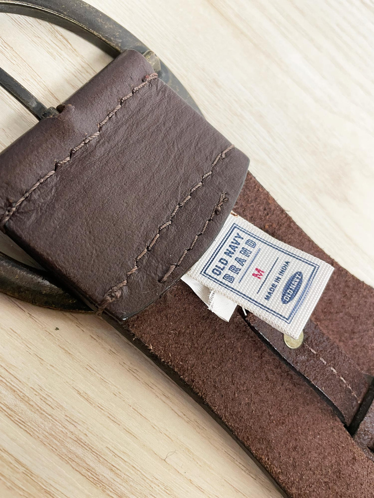 y2k old navy leather braided big buckle belt