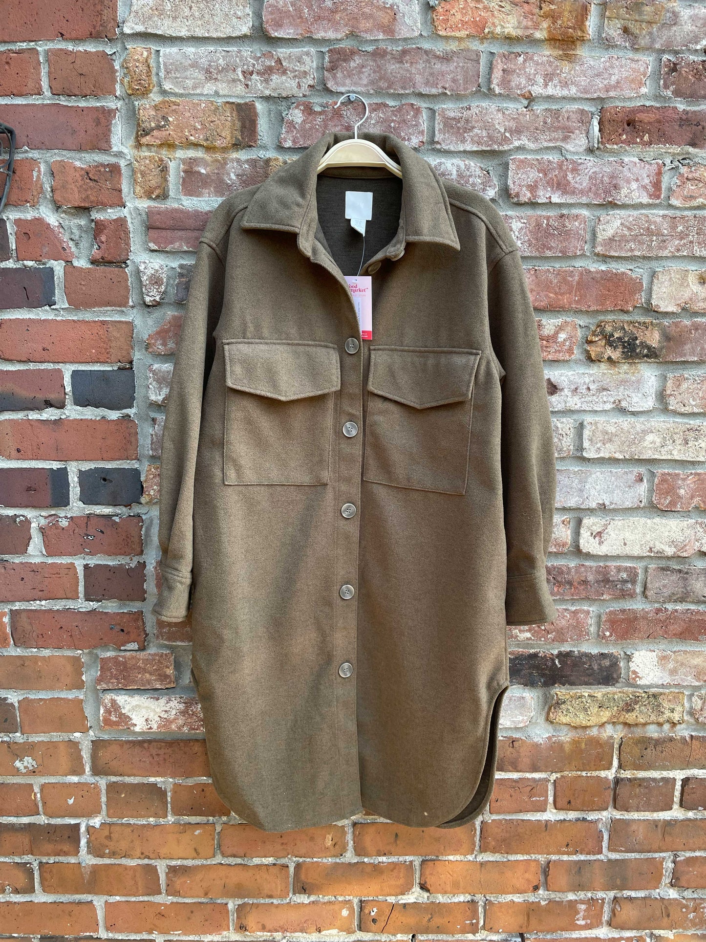 h&m 2023 long felted shirt jacket