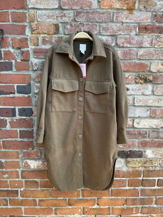 h&m 2023 long felted shirt jacket
