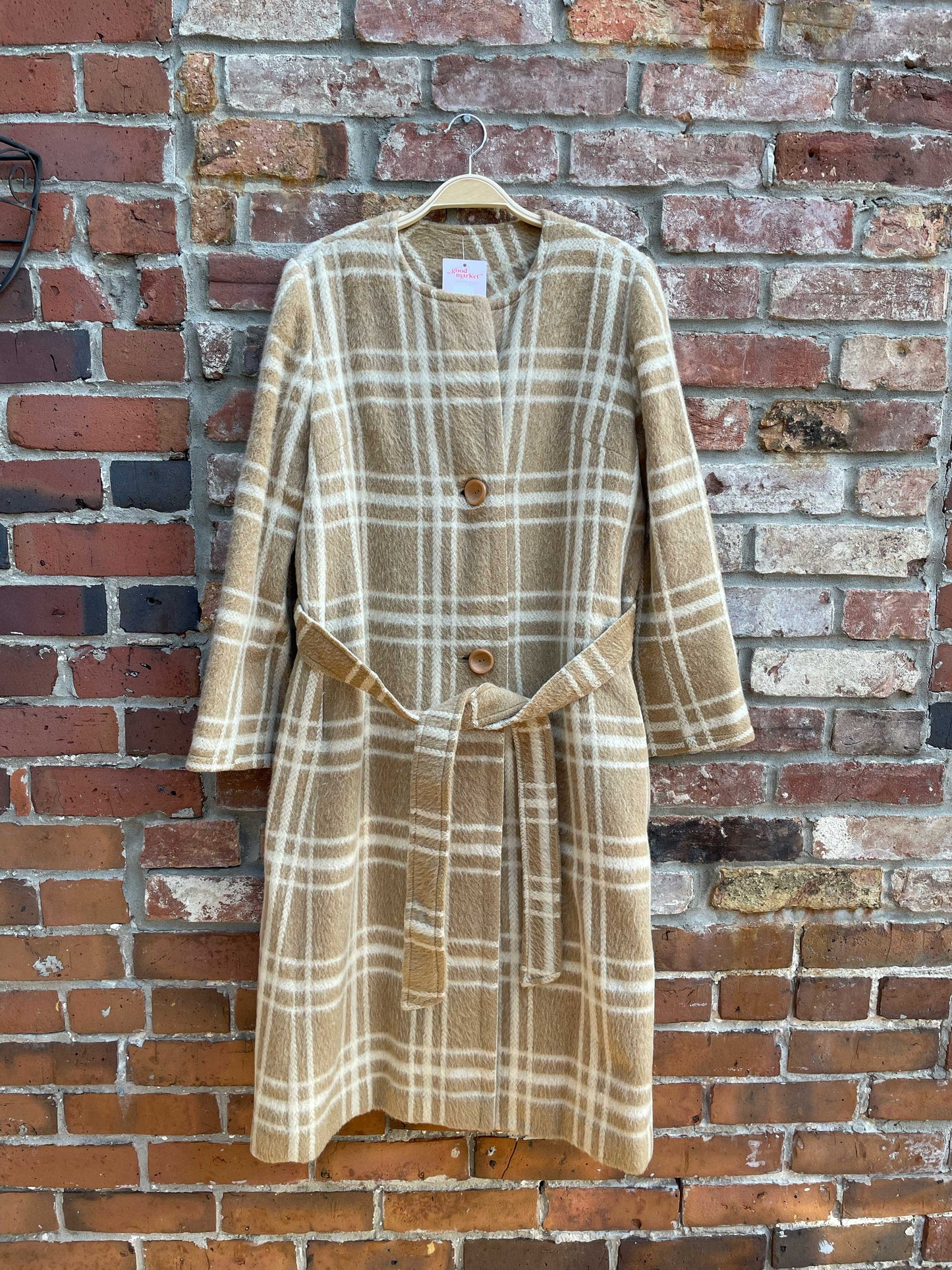 vintage simpsons wool windowpane belted coat