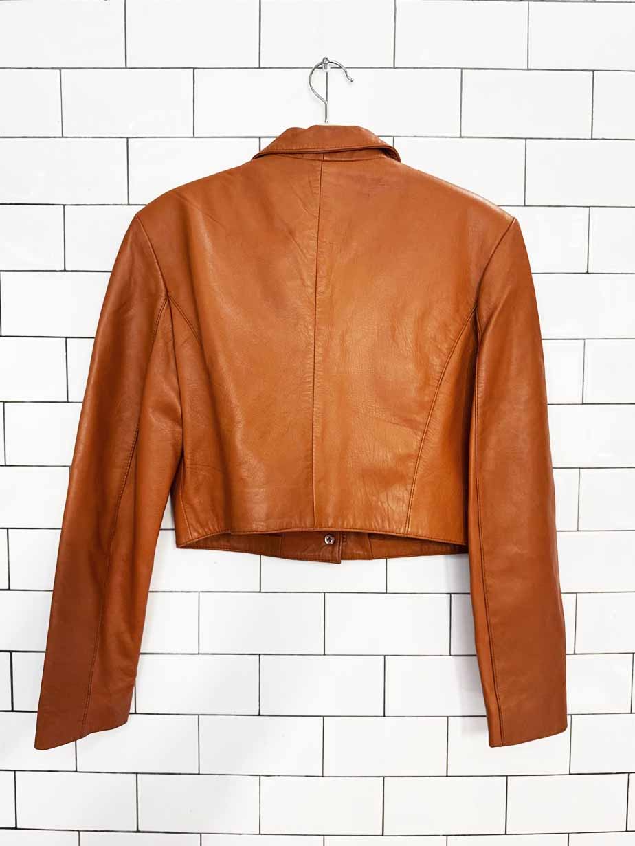 vintage 00s maliks cropped butter leather shirt jacket | lambskin