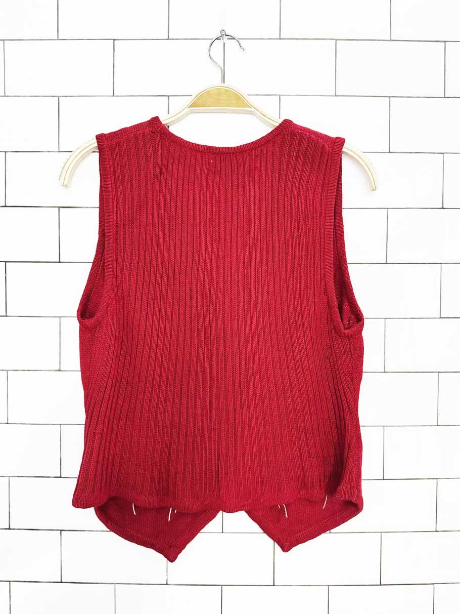 vintage 00s jonathan martin floral embroidered ramie-cotton knit vest | sophisticates