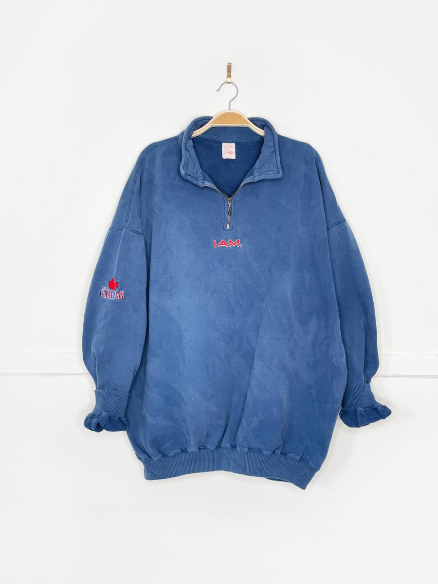 vintage 90s "I AM" canadian molson 1/4 zip faded cottage sweatshirt | plain + simple - good market thrift store