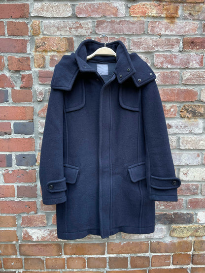 jnby hooded navy wool blend coat