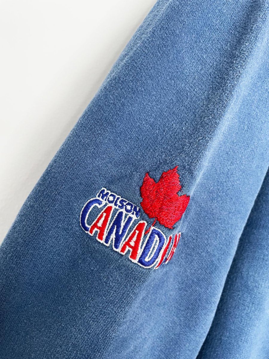 vintage 90s "I AM" canadian molson 1/4 zip faded cottage sweatshirt | plain + simple - good market thrift store