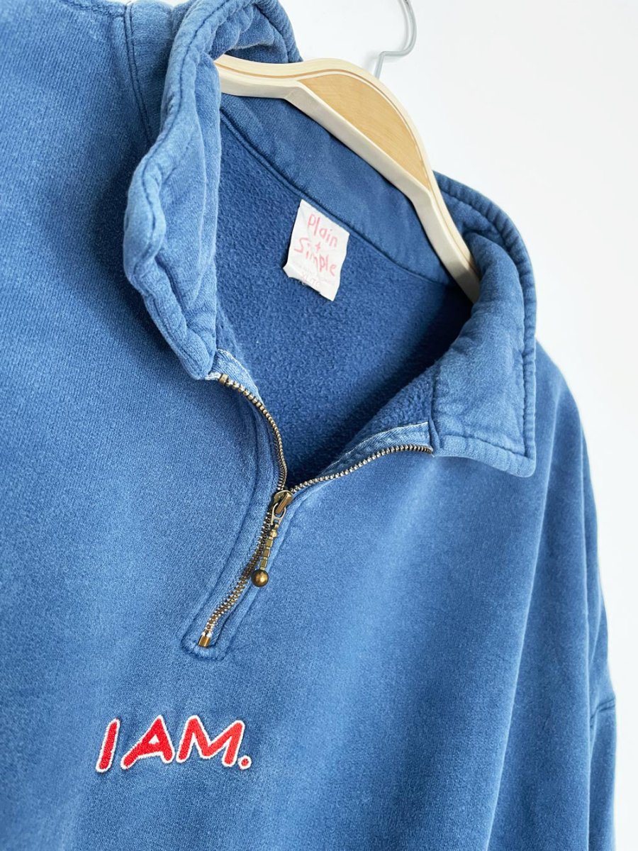 vintage 90s "I AM" canadian molson 1/4 zip faded cottage sweatshirt | plain + simple - good market thrift store