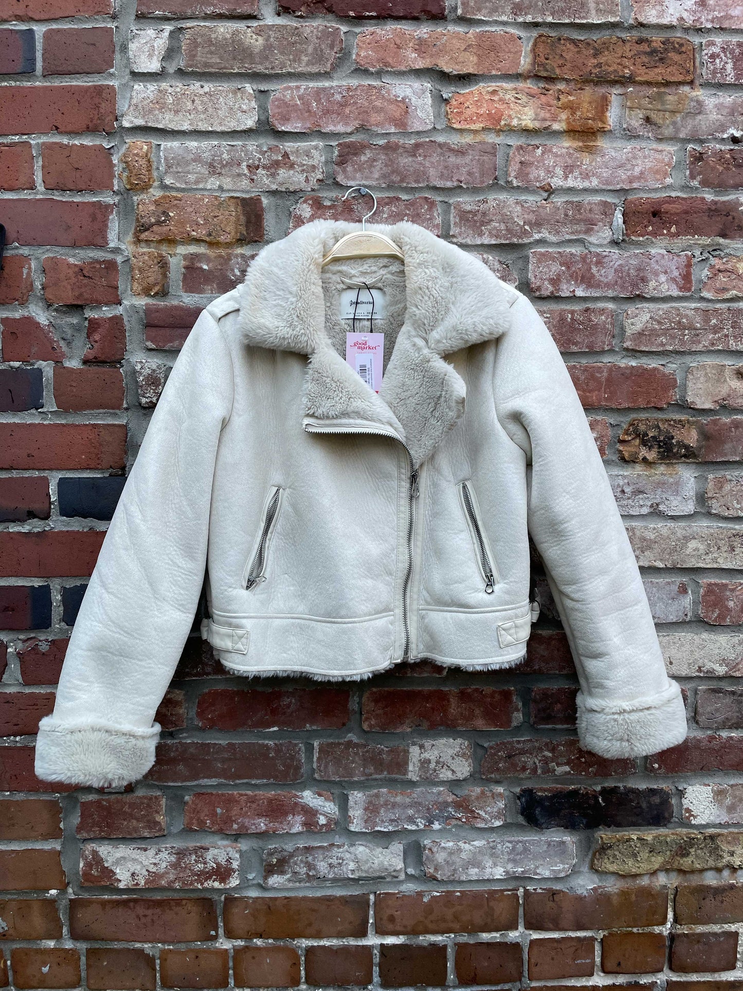 stradivarius faux sheepskin aviator jacket
