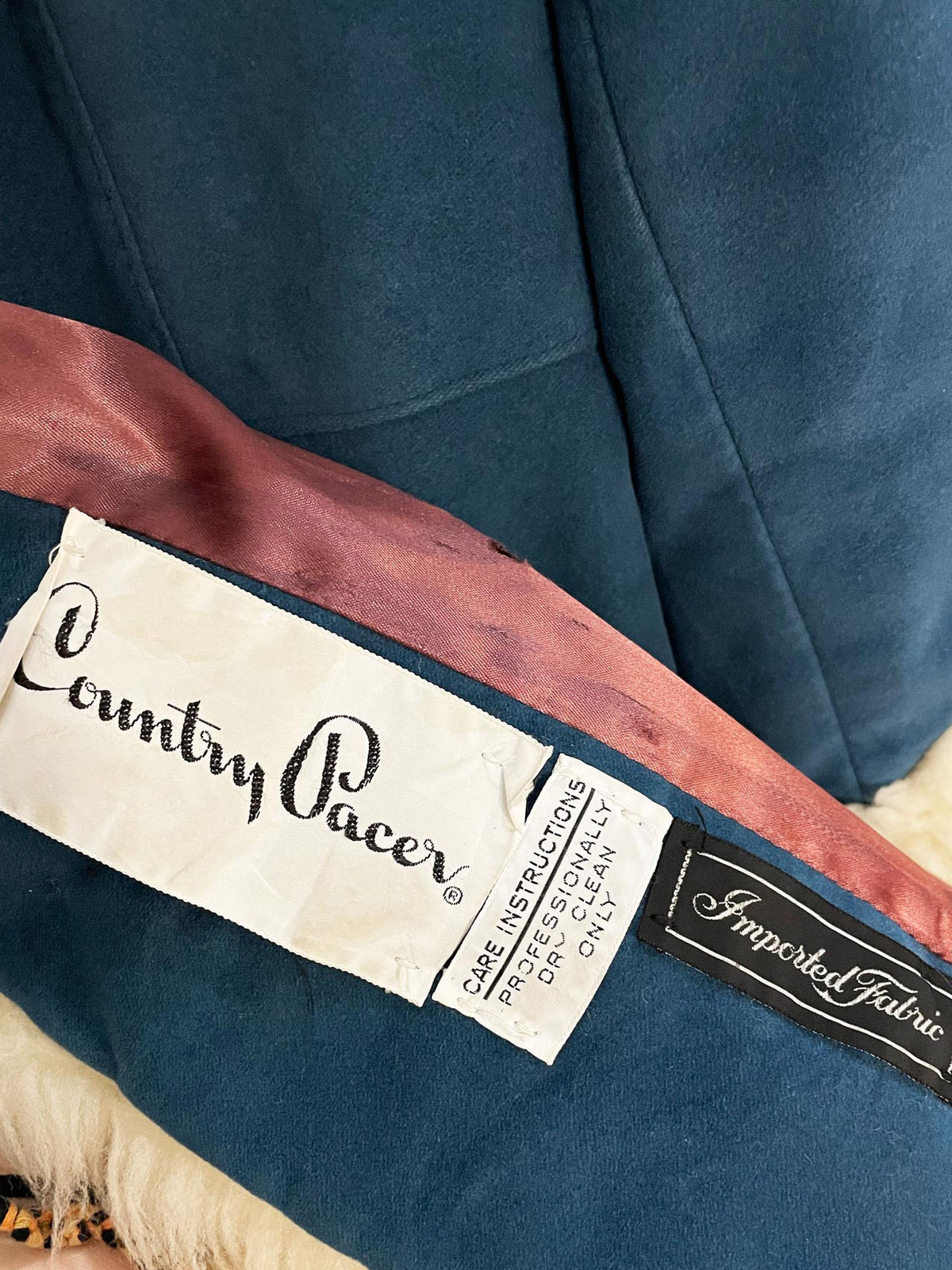 vintage 70s country pacer sheepskin trim velvet penny lane jacket