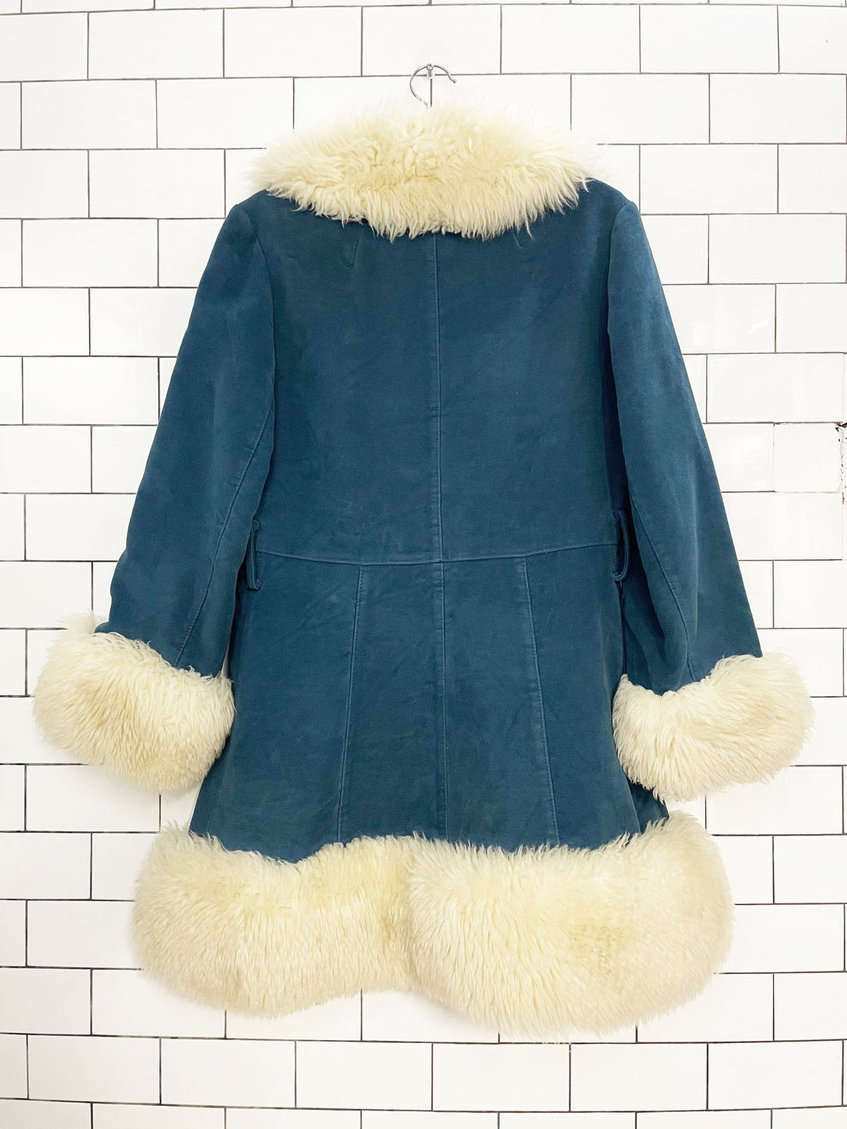 vintage 70s country pacer sheepskin trim velvet penny lane jacket