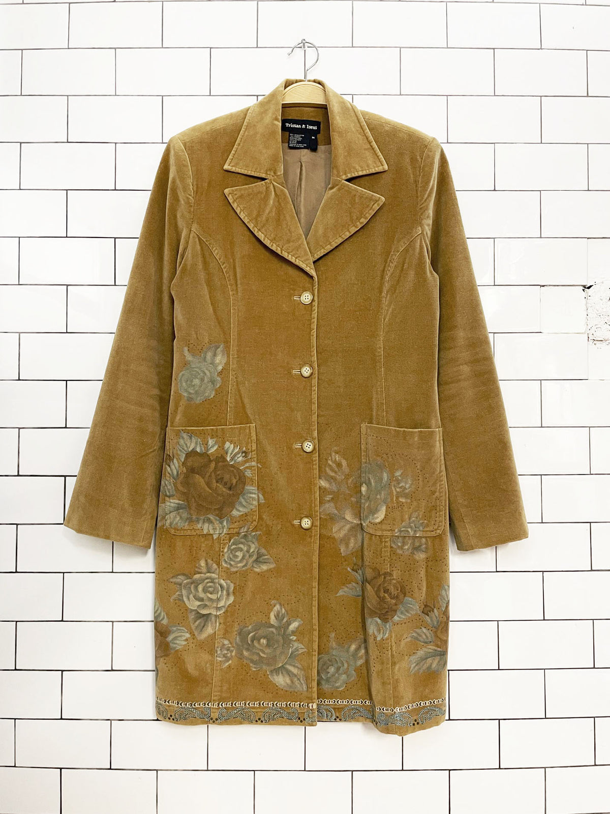 y2k tristan & iseut velvet stretchy floral painted jacket