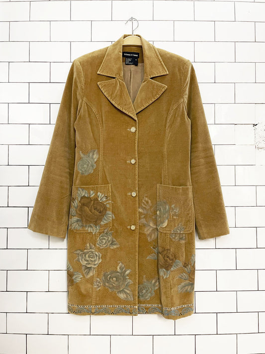 y2k tristan & iseut velvet stretchy floral painted jacket