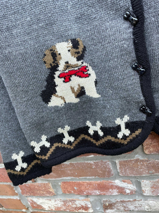 vintage casual corner knit dog cardigan