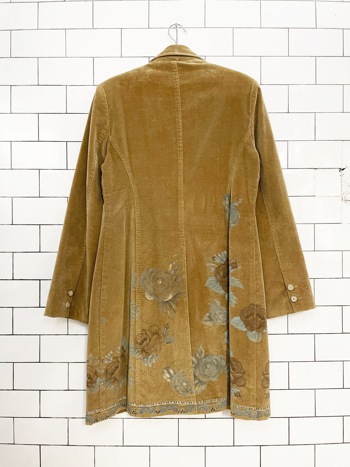 y2k tristan & iseut velvet stretchy floral painted jacket