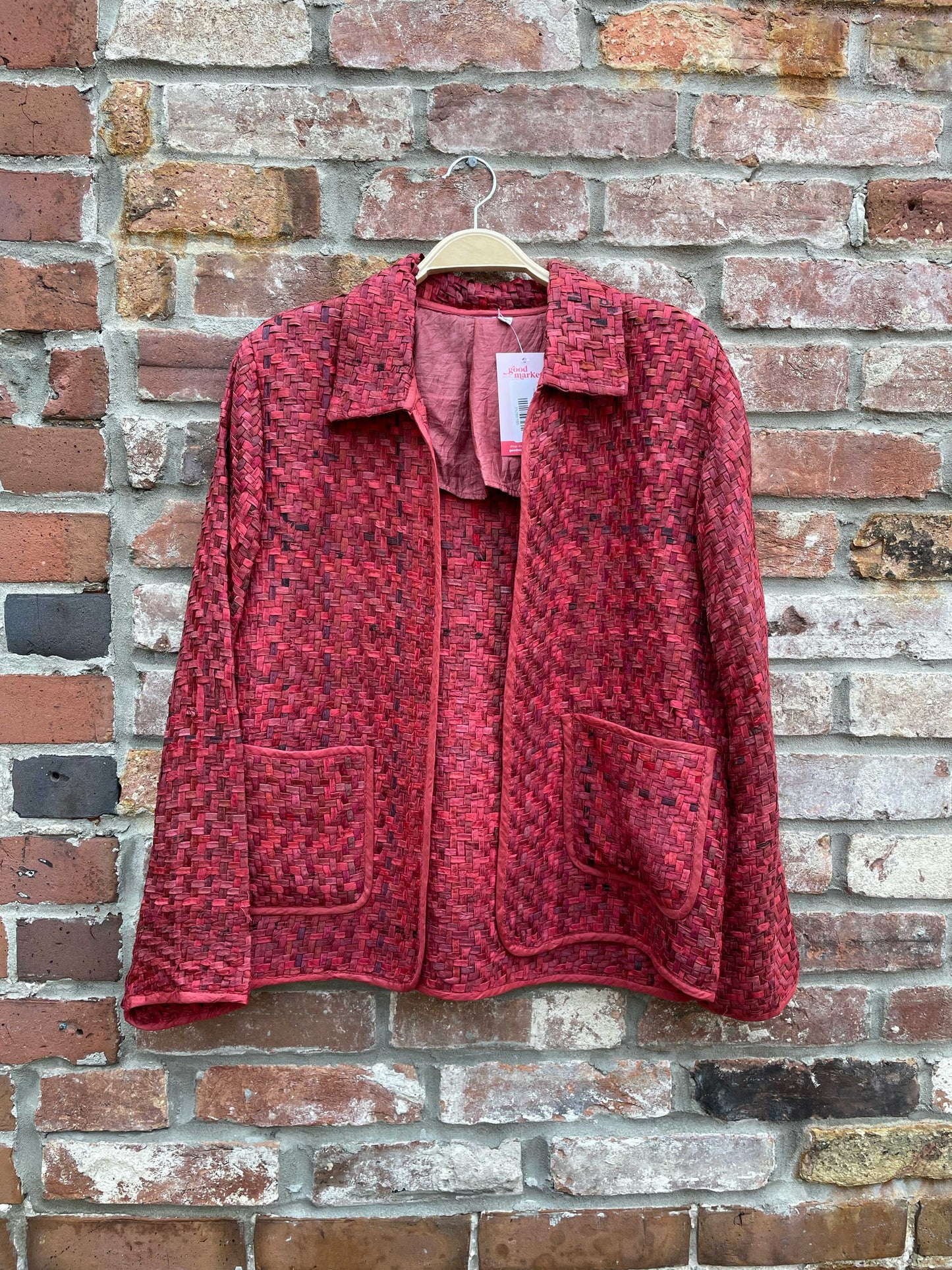 vintage silk basketweave open jacket