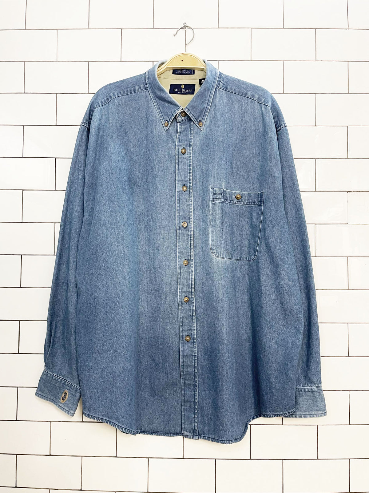 vintage bill blass denim full button shirt