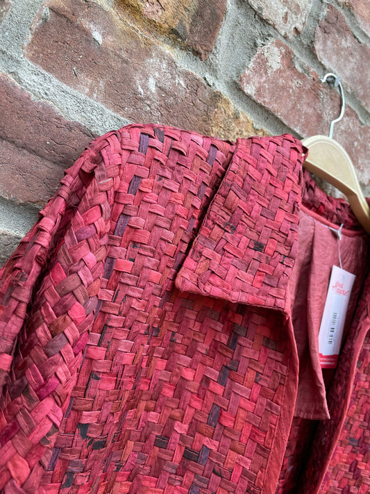 vintage silk basketweave open jacket