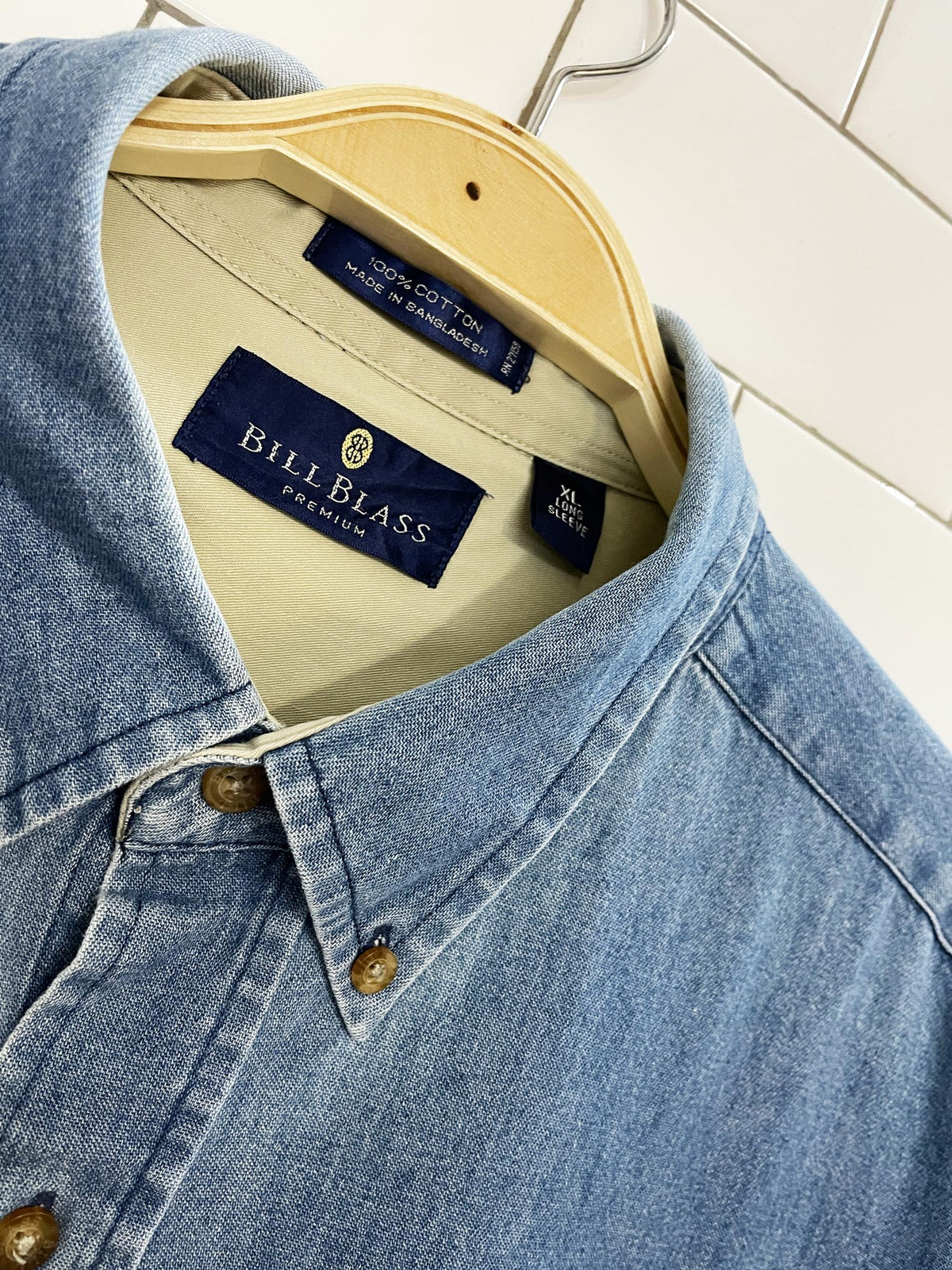 vintage bill blass denim full button shirt
