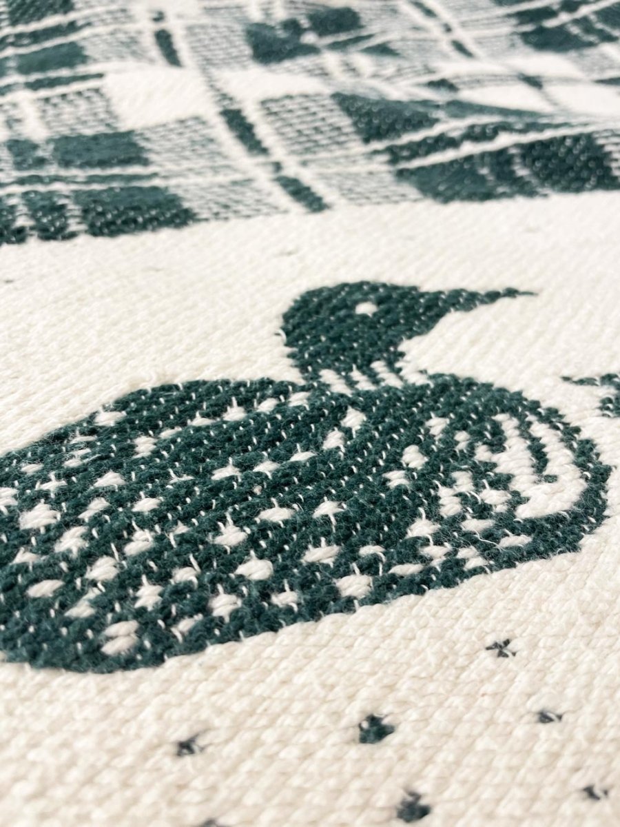 vintage 90s NR loon check knit throw blanket | northern reflections - good market thrift store