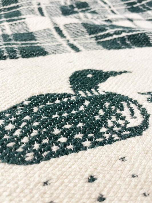 vintage 90s NR loon check knit throw blanket | northern reflections - good market thrift store