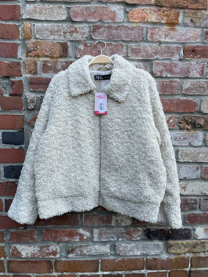 zara boucle snow sherpa jacket