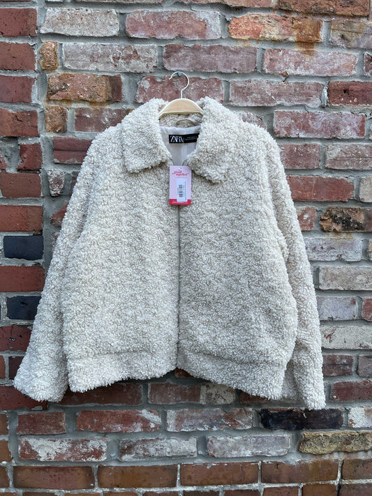 zara boucle snow sherpa jacket