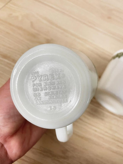 x2 vintage pyrex spring blossom milk glass mugs - good market thrift store