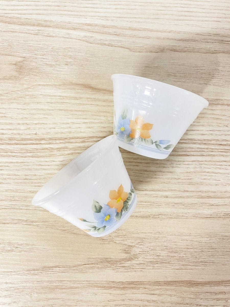 x2 vintage milk glass floral dishes - good market thrift store