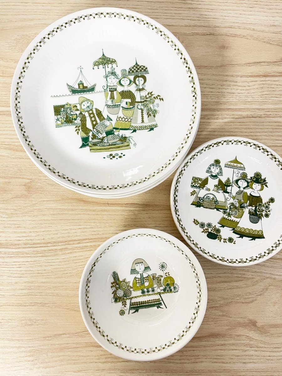 vintage figgjo flint norway scandinav folk dishes - good market thrift store