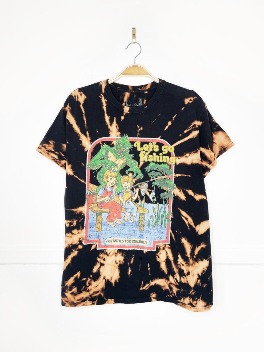 steven rhodes let's go fishing bleach tie dye tee | halloween - good market thrift store