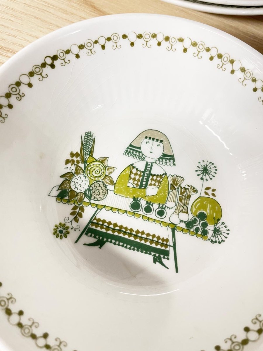 vintage figgjo flint norway scandinav folk dishes - good market thrift store