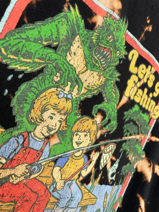 steven rhodes let's go fishing bleach tie dye tee | halloween - good market thrift store