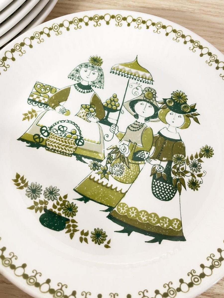 vintage figgjo flint norway scandinav folk dishes - good market thrift store