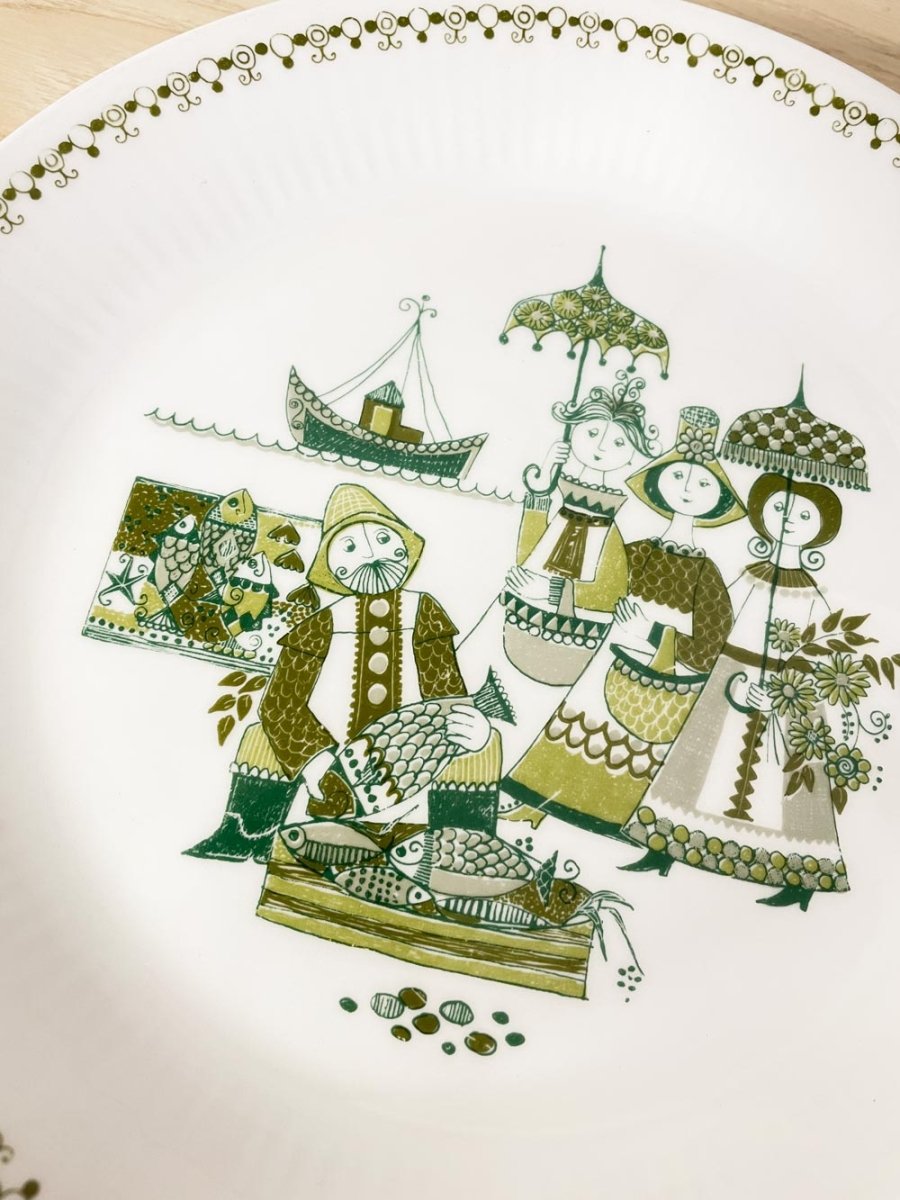 vintage figgjo flint norway scandinav folk dishes - good market thrift store