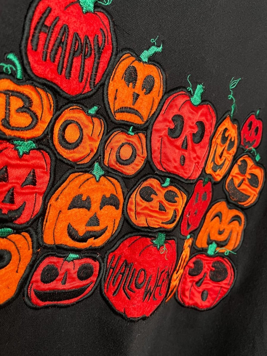 vintage 00s basic editions pumpkin appliqué boxy sweatshirt | halloween - good market thrift store