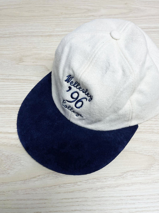vintage 90s wool-blend + suede wellesley college hat