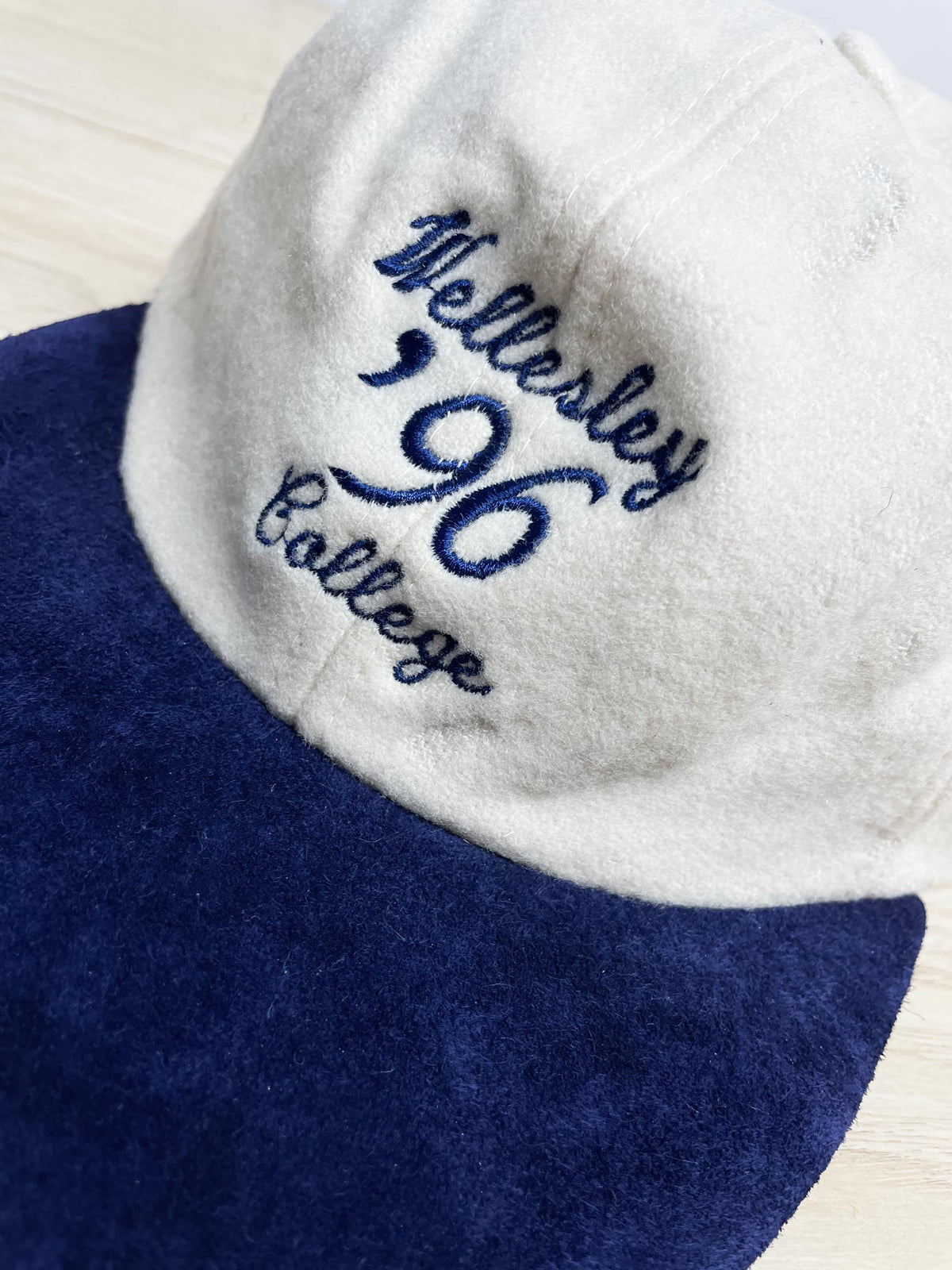 vintage 90s wool-blend + suede wellesley college hat