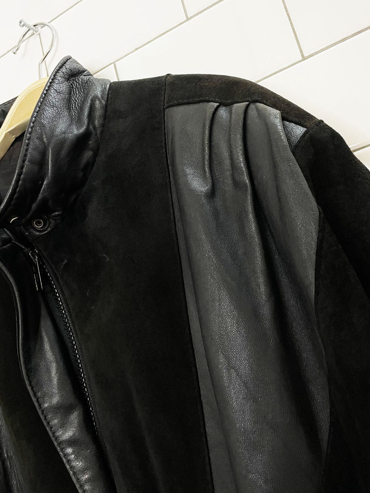 vintage 80s pam-pam soft leather suede sunray bomber jacket