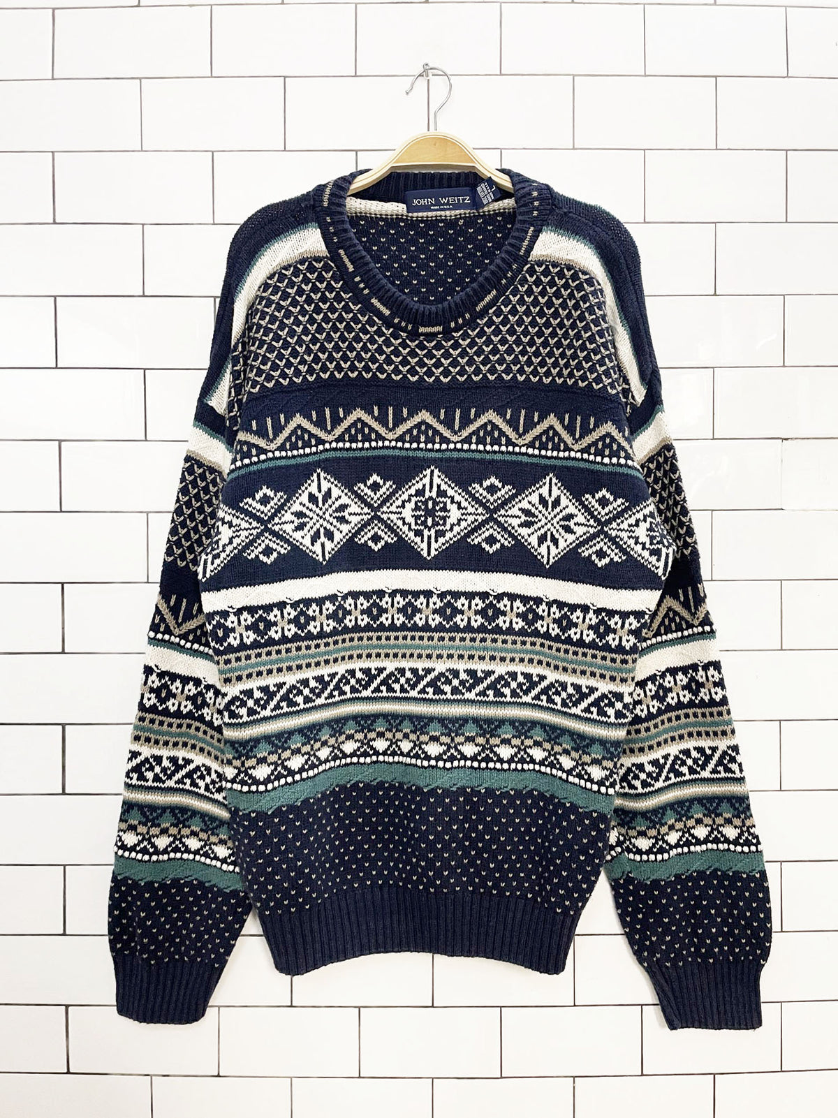 vintage john weitz hand-framed knit sweater | made in usa