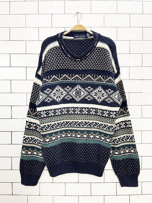 vintage john weitz hand-framed knit sweater | made in usa
