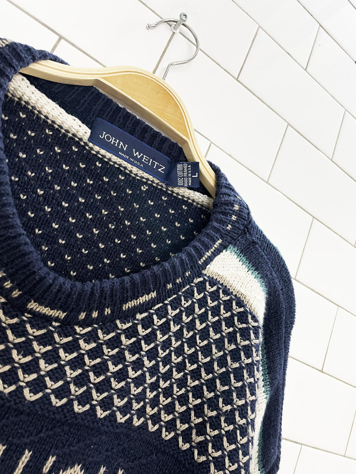 vintage john weitz hand-framed knit sweater | made in usa