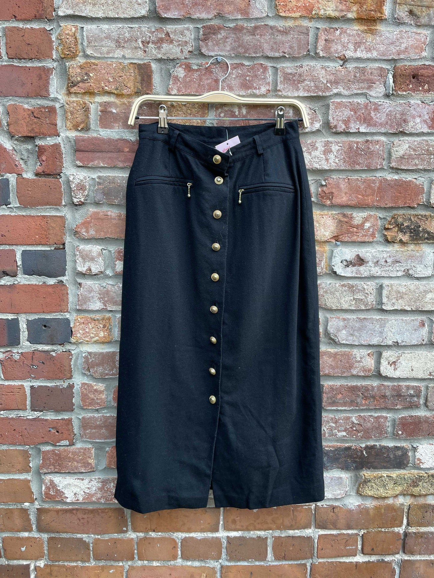 vintage braemar gold button wool midi skirt