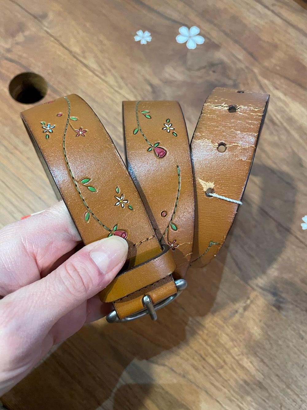 vintage made in usa stamped leather belt