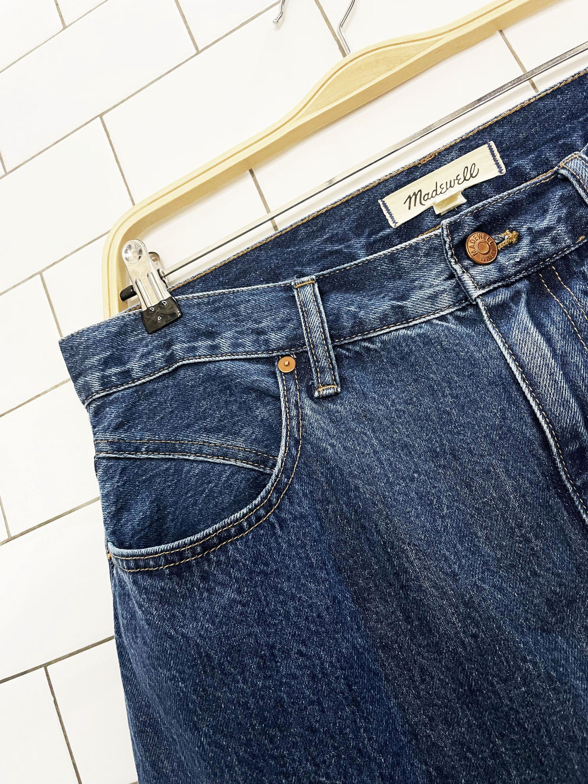 madewell denim mid-rise maxi skirt