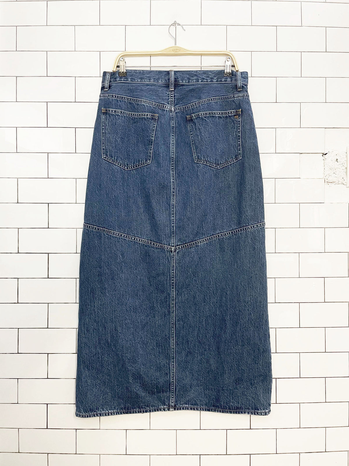 madewell denim mid-rise maxi skirt
