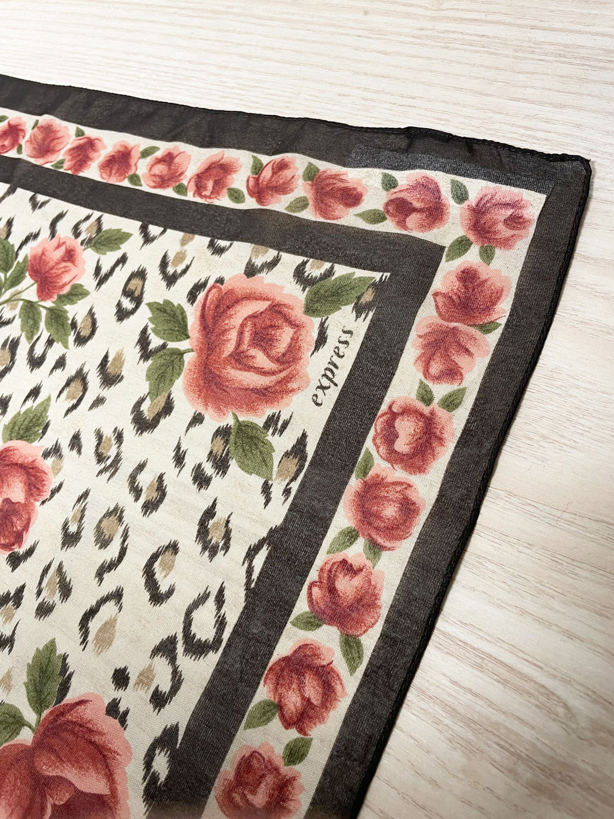 vintage express animal print floral chiffon square scarf | olivia g