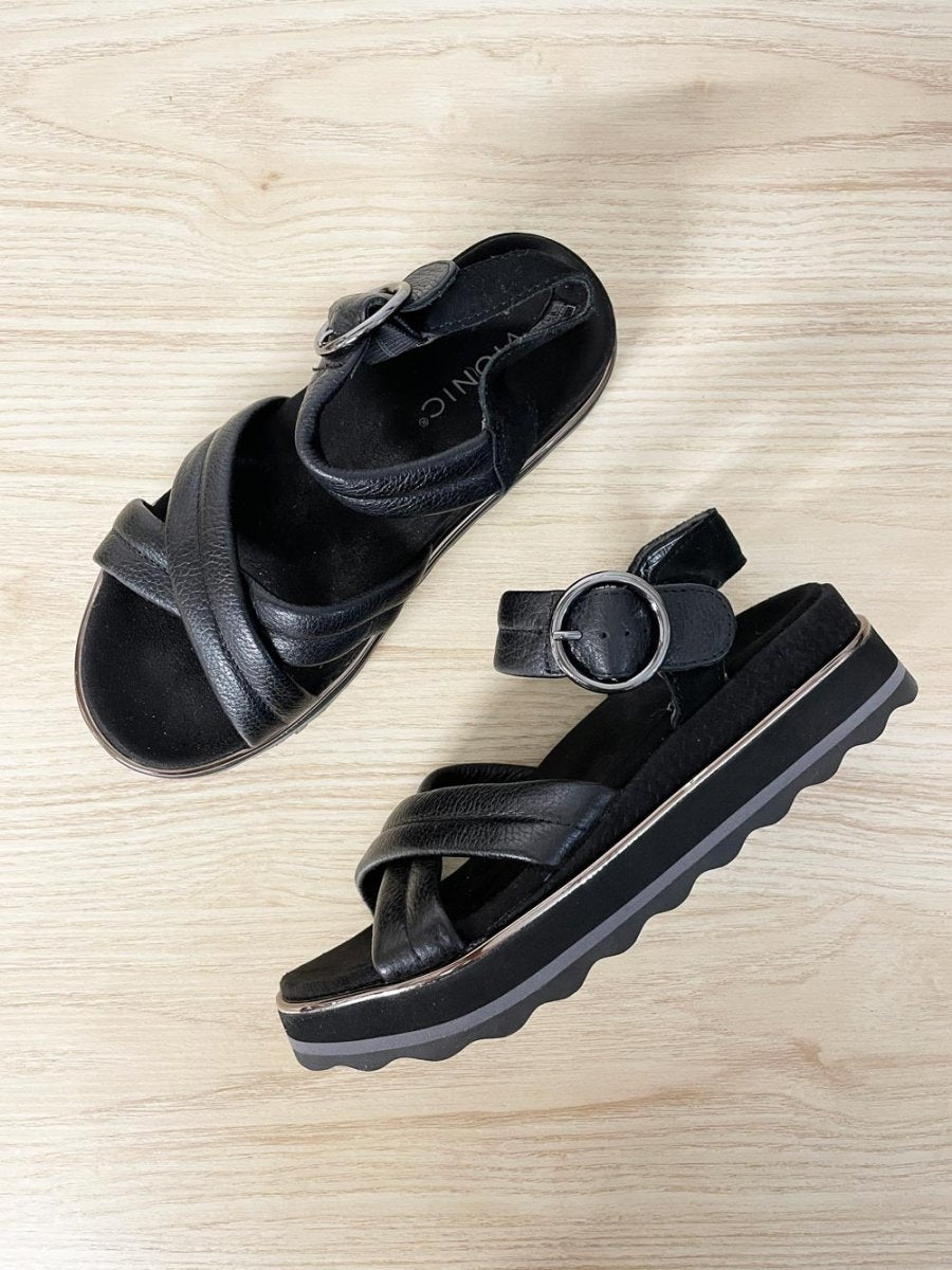 vionic reyna suede + leather platform sandal - good market thrift store