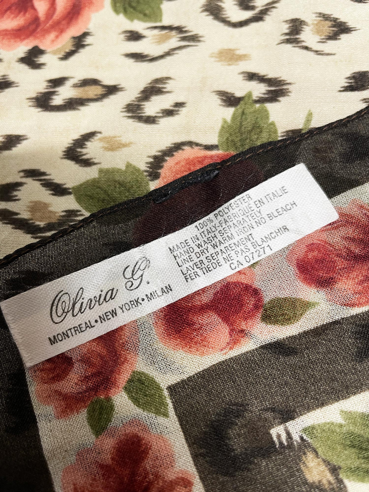 vintage express animal print floral chiffon square scarf | olivia g