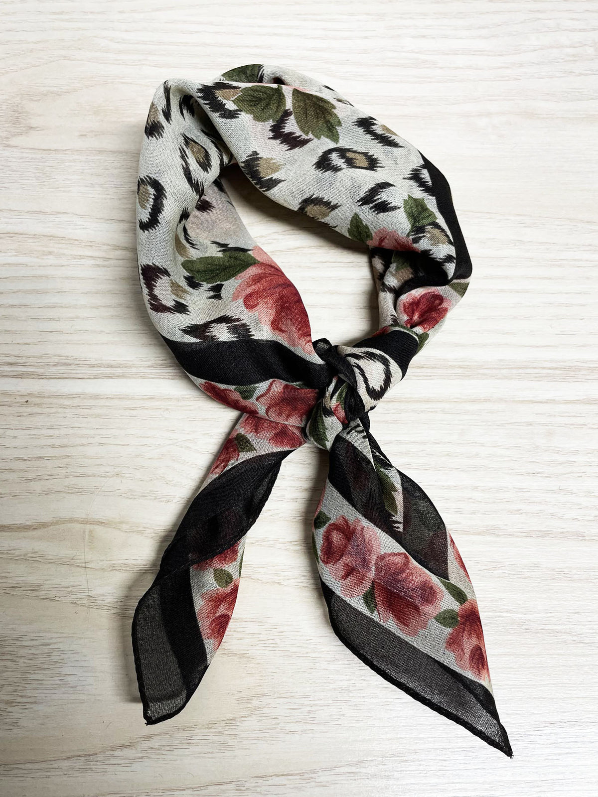vintage express animal print floral chiffon square scarf | olivia g